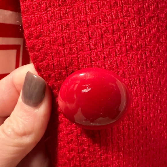 Women’s Tulle Red Pea Coat - Picture 4 of 6